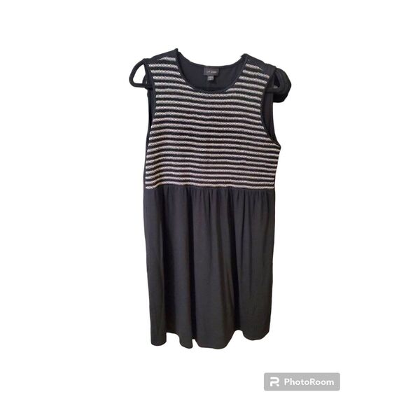 J Jill Wearever Collection Smocking Rayon Spandex Dress Black White SZ: PL - Picture 1 of 3